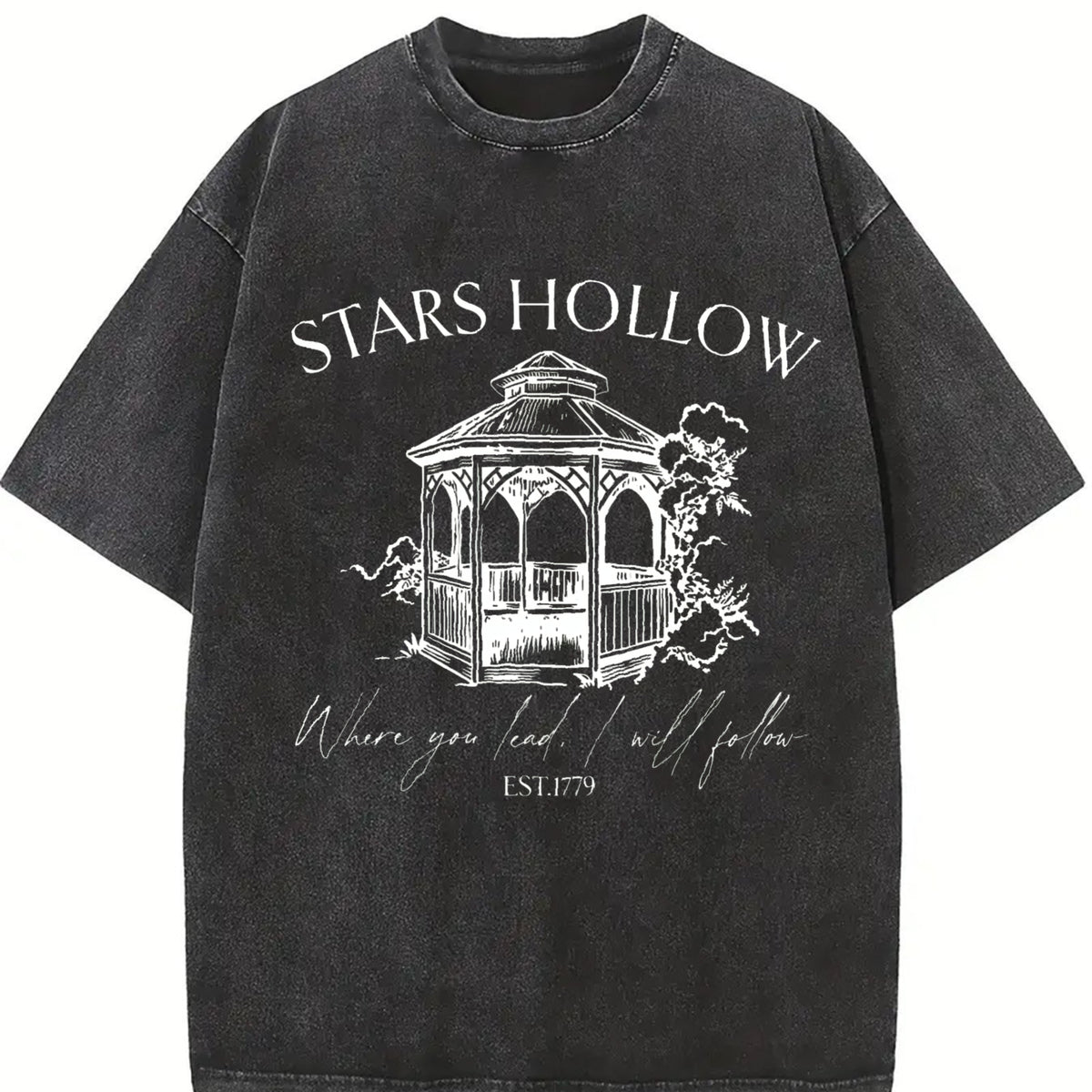 Stars Hollow Nostalgia Vintage Washed T-Shirt in Black