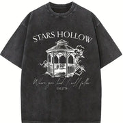 Stars Hollow Nostalgia Vintage Washed T-Shirt in Black