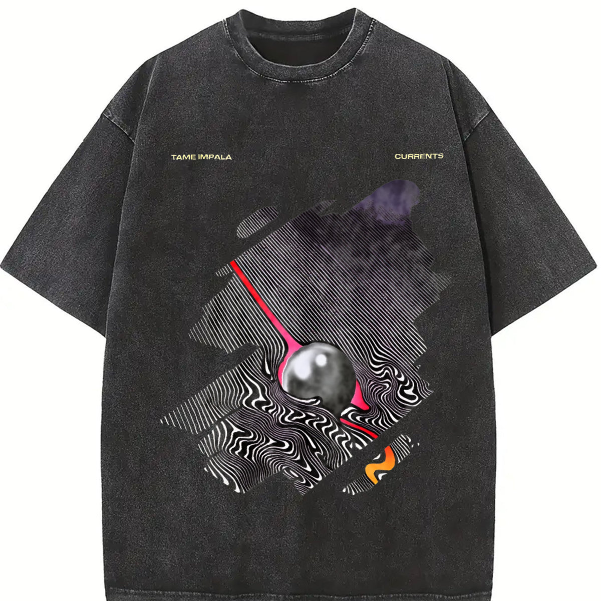 Tame Impala Currents Front Vintage Washed T-Shirt in Black