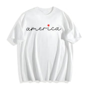 America 4th of July Cotton T-Shirt in White