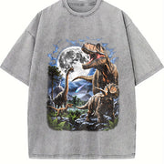 Moonlight Dinosaurs Vintage Washed T-Shirt in Gray