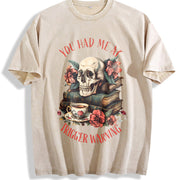 You Had Me At Trigger Warning Dark Romance Smutt Book vintage washed oversized T-shirt in Beige