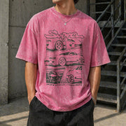 Toyota Supra 90s JDM Vintage Washed T-Shirt in Red