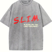 Retro Short-sleeved Vintage Washed T-Shirt in Gray