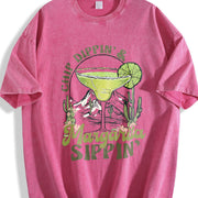 Chill Dippin' & Margarita Sippin' vintage washed oversized T-shirt in Red
