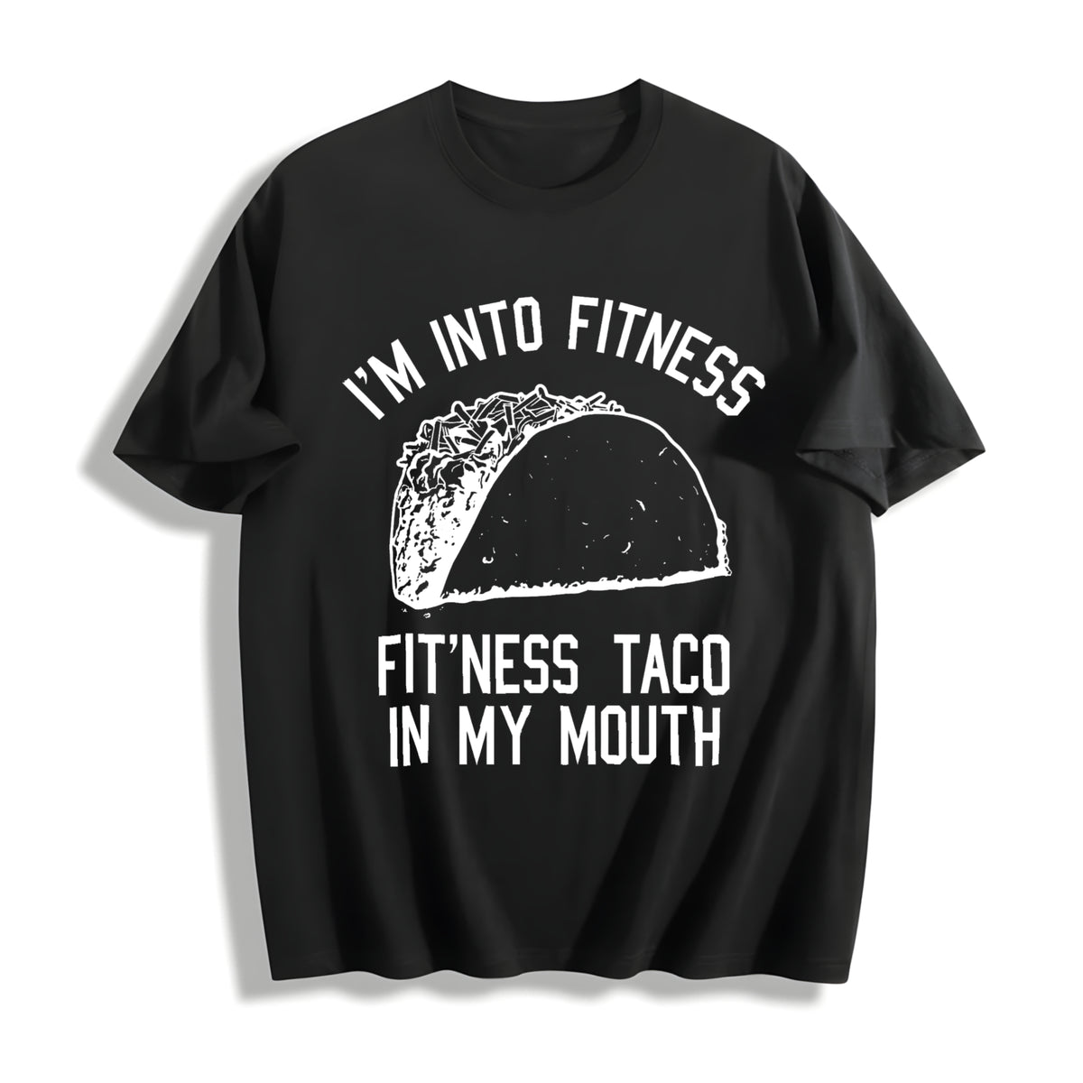Fitness Taco Humor Gym Novelty Sarcastic Guys Classic Cotton T-Shirt in Black