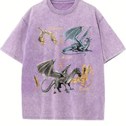 Fourth Wing Dragon Tairn & Andarna Basgiath War College vintage washed oversized T-shirt in Purple