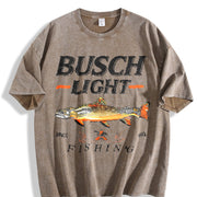 Busch Light Trout Fishing Sleeveless Tank Vintage Washed T-Shirt in Brown