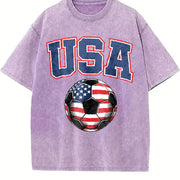 USA Soccer Vintage Washed T-Shirt in Purple