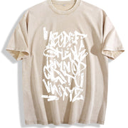 For Formal Urban Distressed Enthusiasts Vintage Washed T-Shirt in Beige
