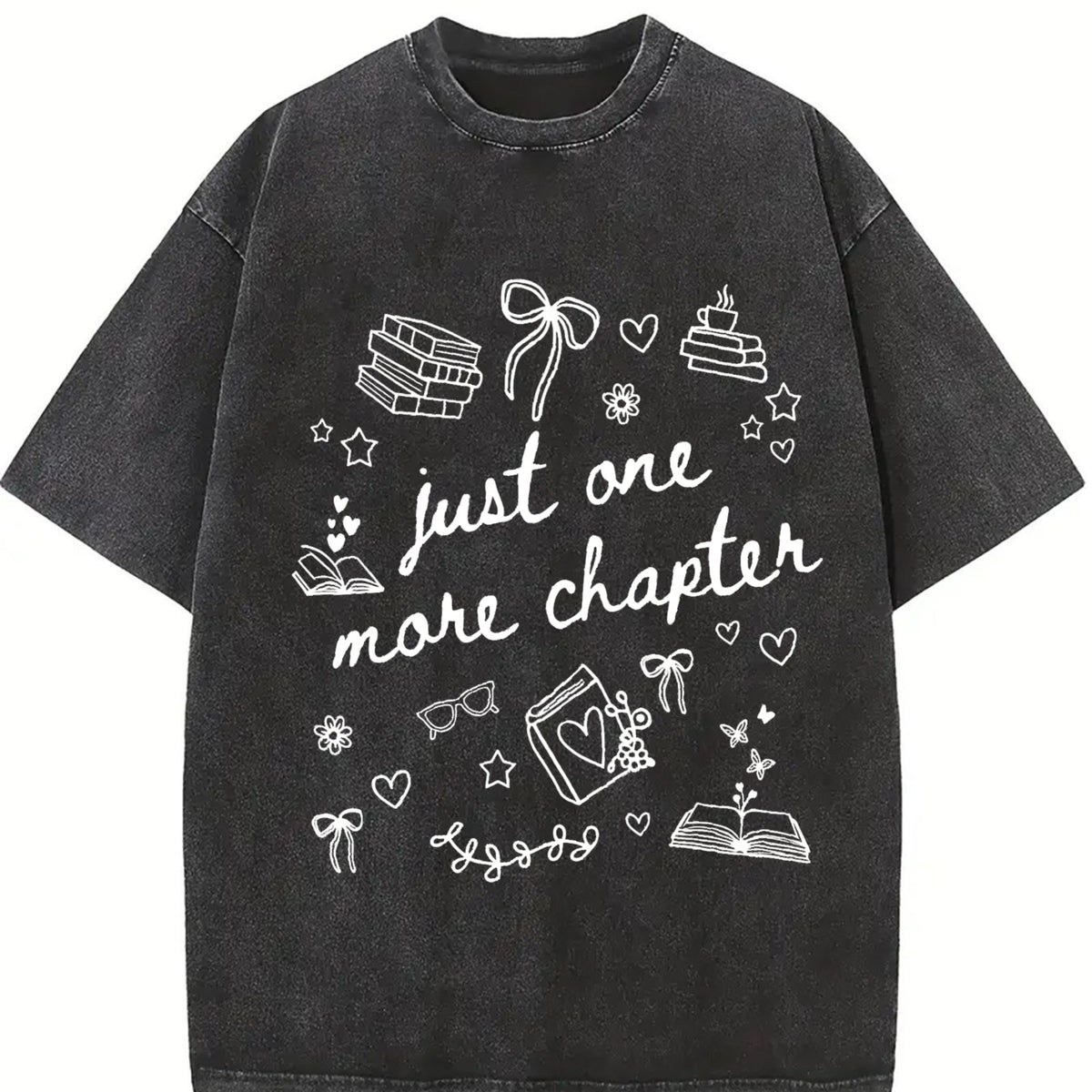 Just One More Chapter Vintage Washed T-Shirt in Black