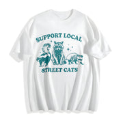 Support Local Street Cats Cotton T-Shirt in White
