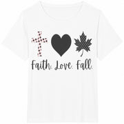 Faith Love Fall Cotton T-Shirt in White