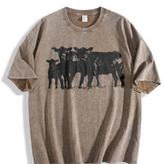 Cute Cow for Farmers Vintage Washed T-Shirt in Brown