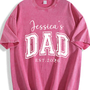 Personalized Dad with Kid Name Vintage Washed T-Shirt in Red