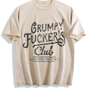 Grumpy F*ckers Club Sarcastic Novelty for Classic Vintage Washed T-Shirt in Beige
