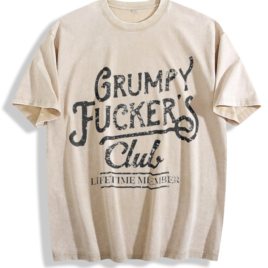 Grumpy F*ckers Club Sarcastic Novelty for Classic Vintage Washed T-Shirt in Beige