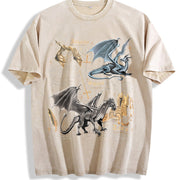 Fourth Wing Dragon Tairn & Andarna Basgiath War College vintage washed oversized T-shirt in Beige