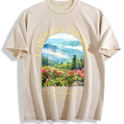 North Carolina Smoky Mountain National Park Vintage Washed T-Shirt in Beige