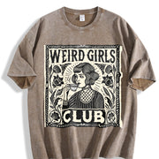 Weird Girls Club Vintage Washed T-Shirt in Brown