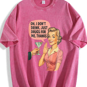 I Don’t Drink Just Drugs Vintage Washed T-Shirt in Red