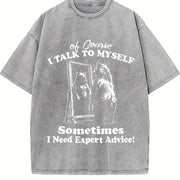 Retro Bear Self Love 90s Vintage Washed T-Shirt in Gray
