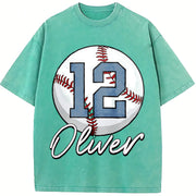 Pls Note Custom Baseball Vintage Washed T-Shirt in Blue