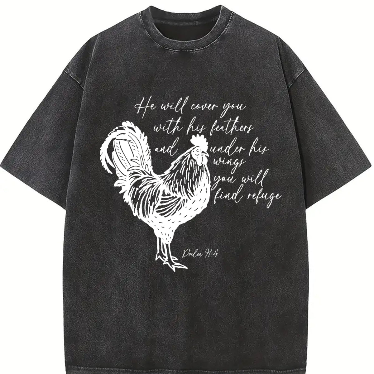 Retro Religious 90s Vintage Washed T-Shirt in Black