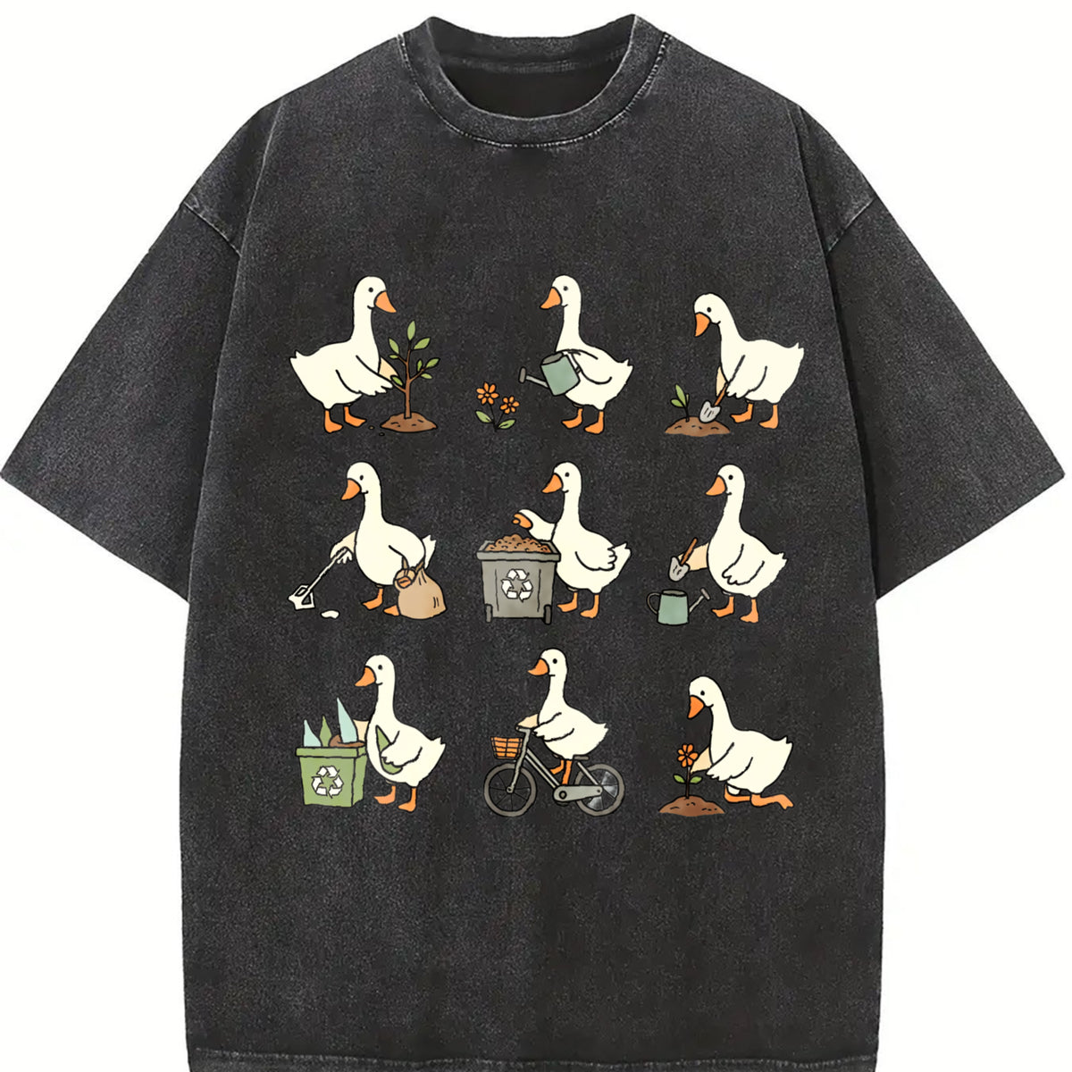 Earth Day Goose Earth Day Vintage Washed T-Shirt in Black