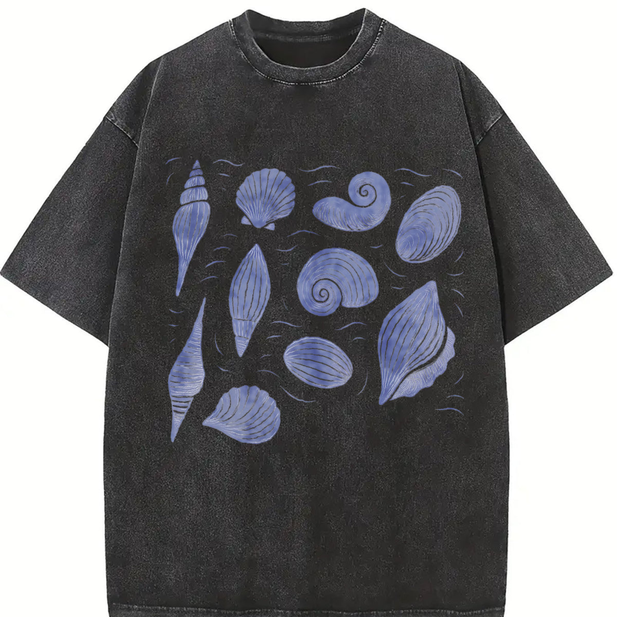 Shells ® Ocean 90s Vintage Washed T-Shirt in Black