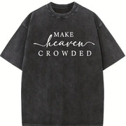 Religious Make Heaven Crowded Vintage Washed T-Shirt in Black