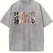 Howdy Western Halloween Ghost Sublimation for Cowboy Vintage Washed T-Shirt in Gray