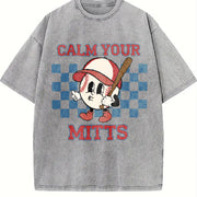 Baseball Game Day T-mom Vintage Washed T-Shirt in Gray