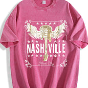 Nashville Music City Winged Guitar vintage washed oversized T-shirt in Red