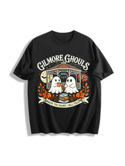Cute Gilmore Ghouls Cotton T-Shirt in Black