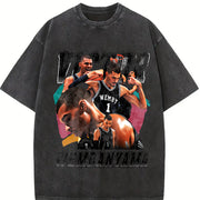 Victor Wemby 90's Style Retro Custom vintage washed oversized T-shirt in Black