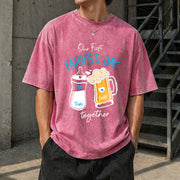 1st Fathers Day Father and Baby Our First Father's Day Vintage Washed T-Shirt in Red