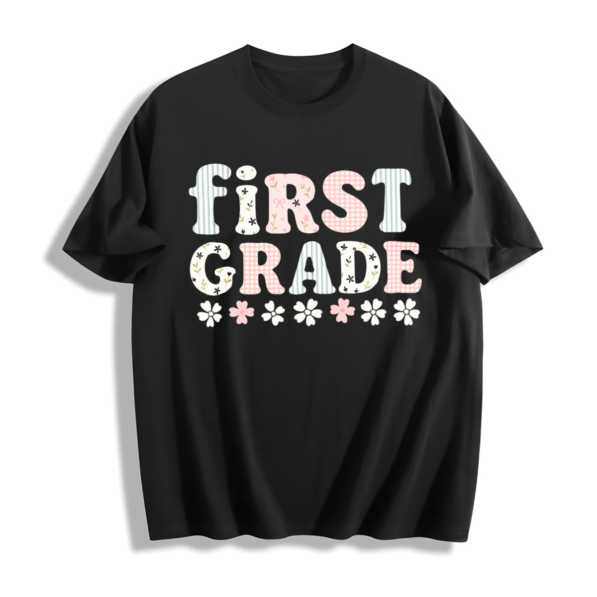 First Grade Teacher Cotton T-Shirt in Black