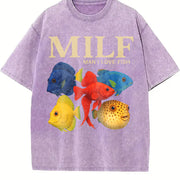 Fish: Man I Love Fish Vintage Washed T-Shirt in Purple