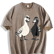 Ducks with Sunglasses Premium Vintage Washed T-Shirt in Brown
