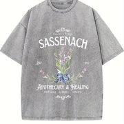 Sassenach Floral One-piece Vintage Washed T-Shirt in Gray