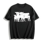 Cute Cow for Farmers Animal Lover Western Country Cow Cotton T-Shirt in Black