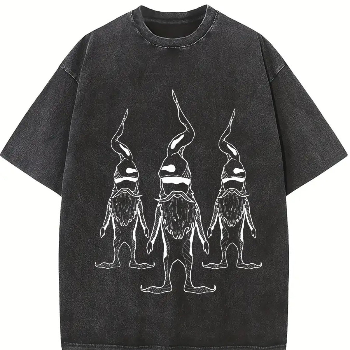 1800s Christmas Elf Vintage Washed T-Shirt in Black