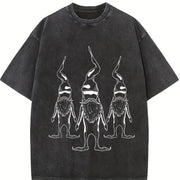 1800s Christmas Elf Vintage Washed T-Shirt in Black