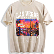 Las Vegas Nevada NV Travel Souvenir City Urban Desert Vintage Washed T-Shirt in Beige