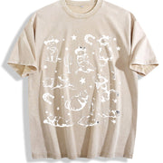 Cowboy Cats and Kittens Western Cowboy Vintage Washed T-Shirt in Beige