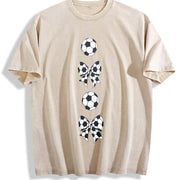 Soccer Bows Vintage Washed T-Shirt in Beige