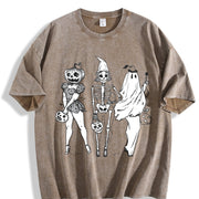 Halloween Spooky Girl Squad Vintage Washed T-Shirt in Brown