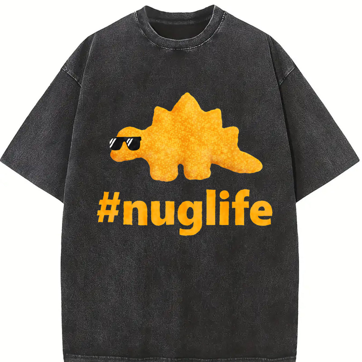 Black Nug Life Dino Nuggs Dino Chicken Nuggets Dinosaur vintage washed oversized T-shirt in Black