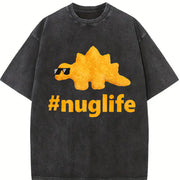 Black Nug Life Dino Nuggs Dino Chicken Nuggets Dinosaur vintage washed oversized T-shirt in Black